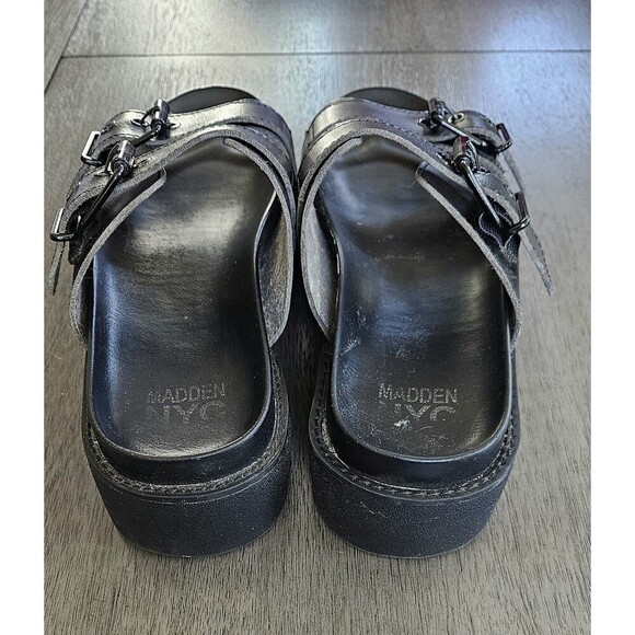Madden NYC Womens Size 8 Lug Sole Two Band Footbed Sandals in Black Chunky - Picture 4 of 5